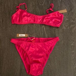 NWT Skims pink satin bra and underwear set